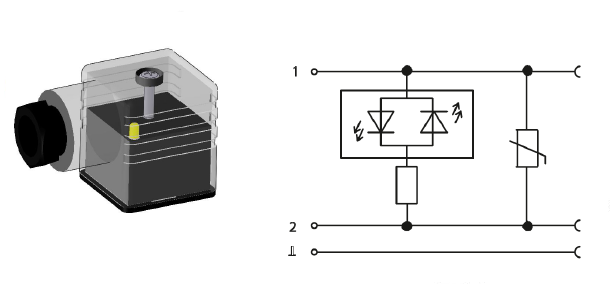 Coax valve with LED electrical connector